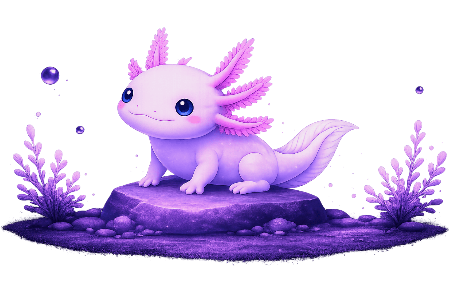 Axolotl on a rock dark