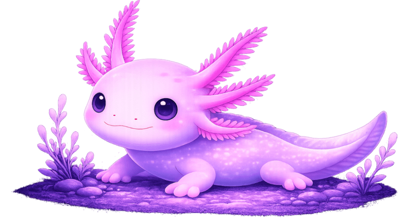Axolotl on seabed dark