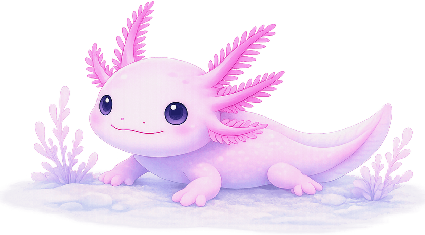 Axolotl on seabed