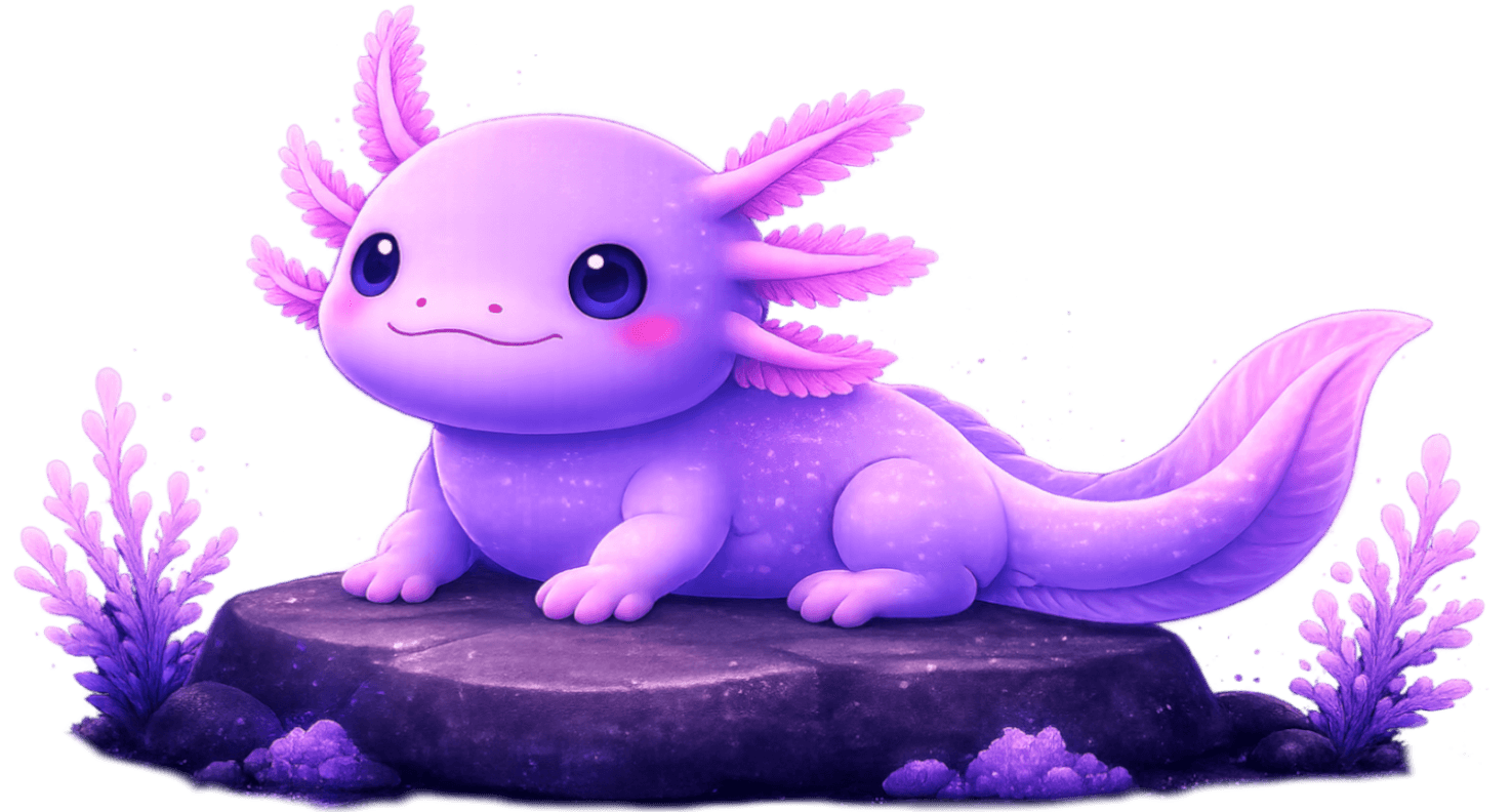 Axolotl on a rock dark