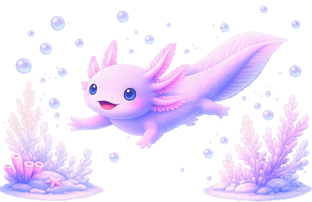 Cute axolotl swimming